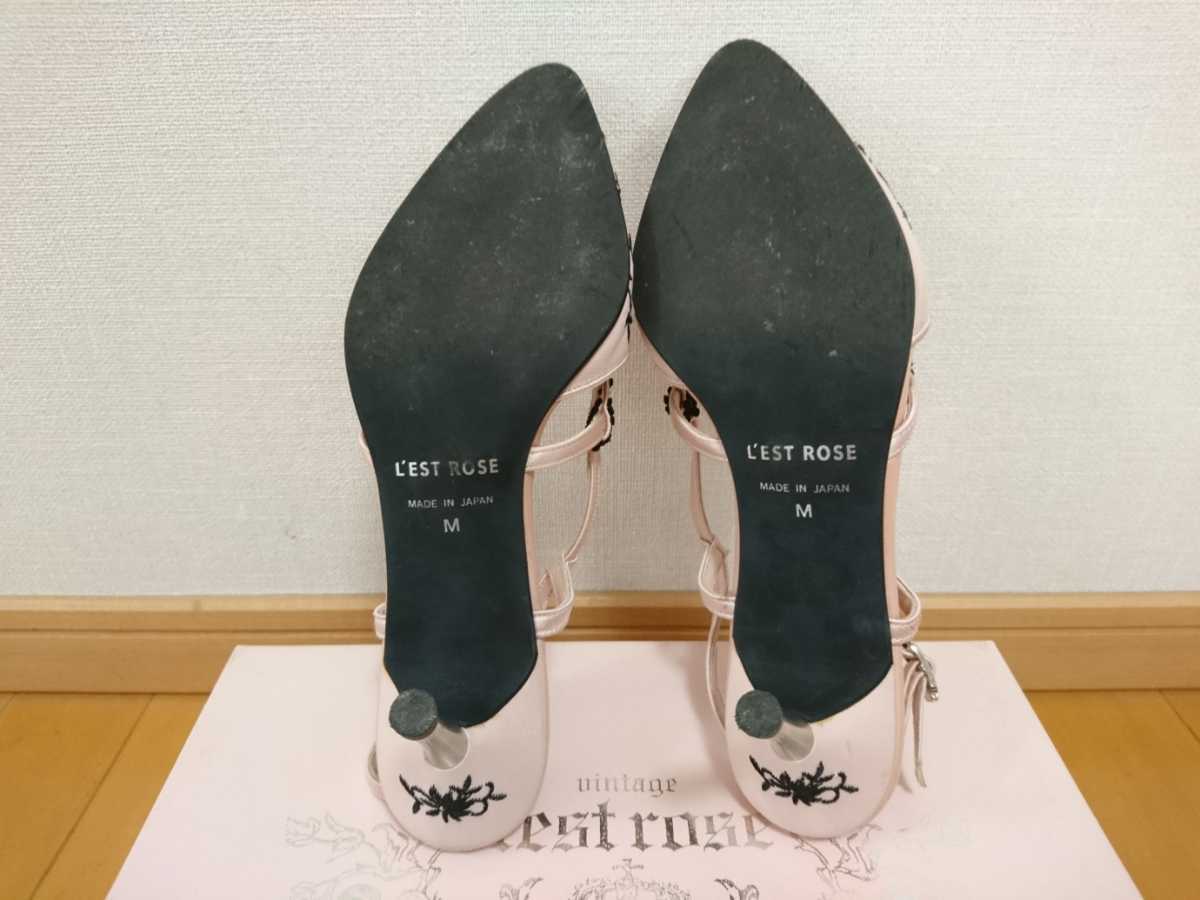  beautiful goods! LESTROSE made in Japan L'Est Rose mules sandals with strap . mules pink × black formal wedding stylish 