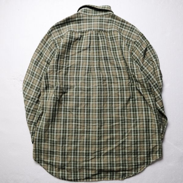 90's 00's ギャップ GAP チェック ラミー レーヨンシャツ (L) 茶×緑系 オールド 旧タグ 90年代 00年代 白タグ_画像3