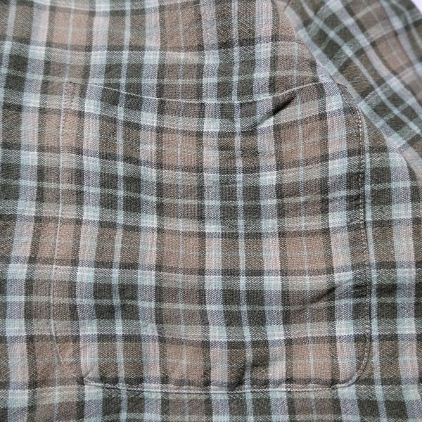 90's 00's ギャップ GAP チェック ラミー レーヨンシャツ (L) 茶×緑系 オールド 旧タグ 90年代 00年代 白タグ_画像5
