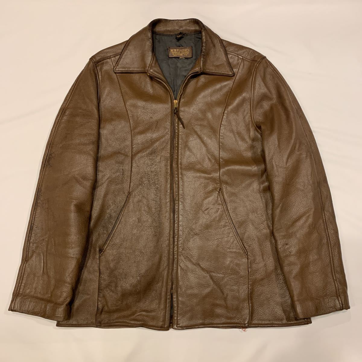 60s W.B.PLACE&CO. DEERSKIN LEATHER JACKET ヴィンテージ ビンテージ ディアスキンジャケット レザージャケット 鹿革 50s 送料無料_画像2