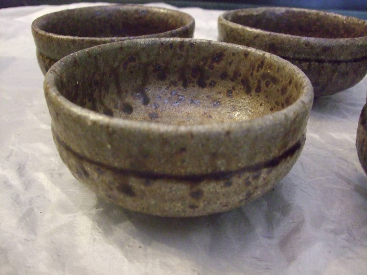 □小石原焼 梶尾藤徳作 中鉢5客揃 酒の肴皿に。 未使用保管品 共箱
