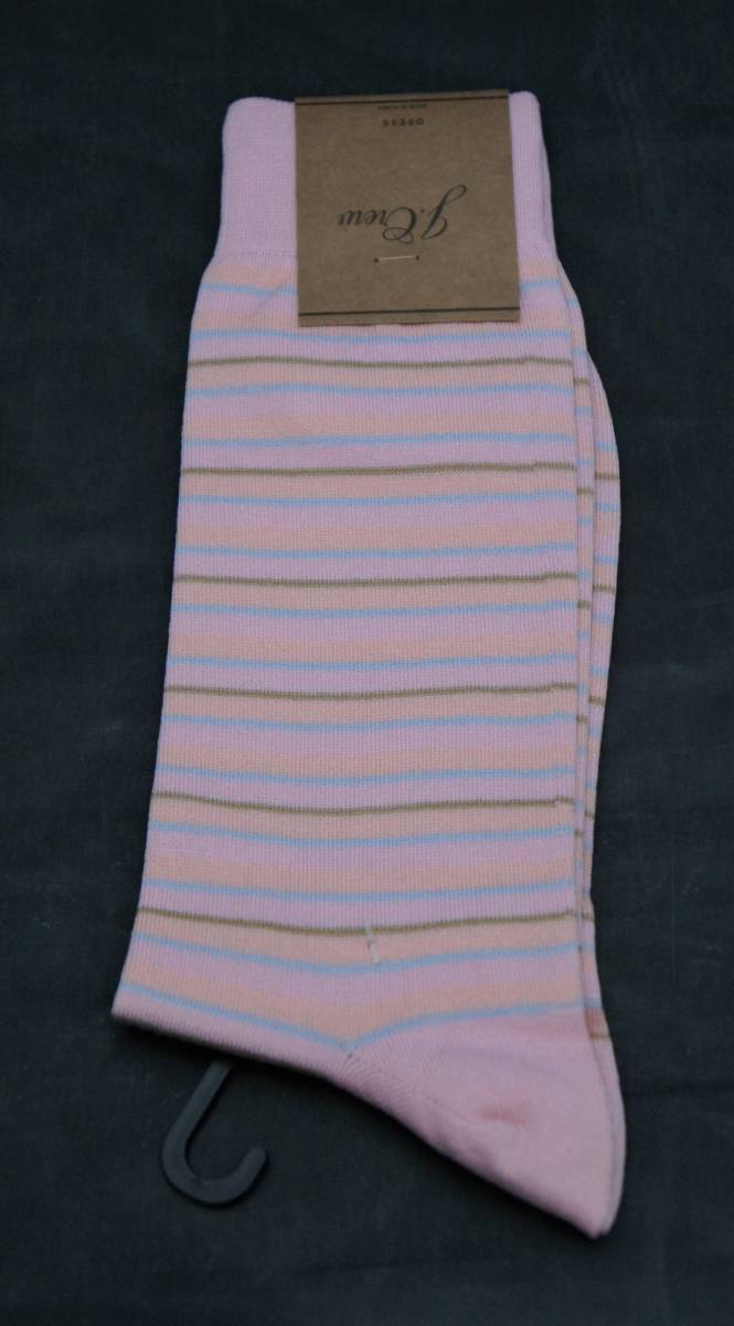 【新品】サイズ:ONE SIZE J.CREW ジェイクルー Striped dress socks ソックス ストライプ柄 PINK/CLASSIC SKY 2_画像1