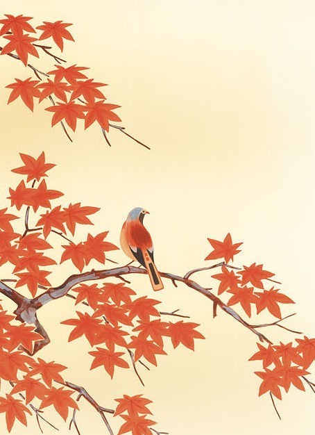 掛軸】茂木蒼雲『紅葉に小鳥』尺三立 高精細巧芸画 新品 日本画 花鳥