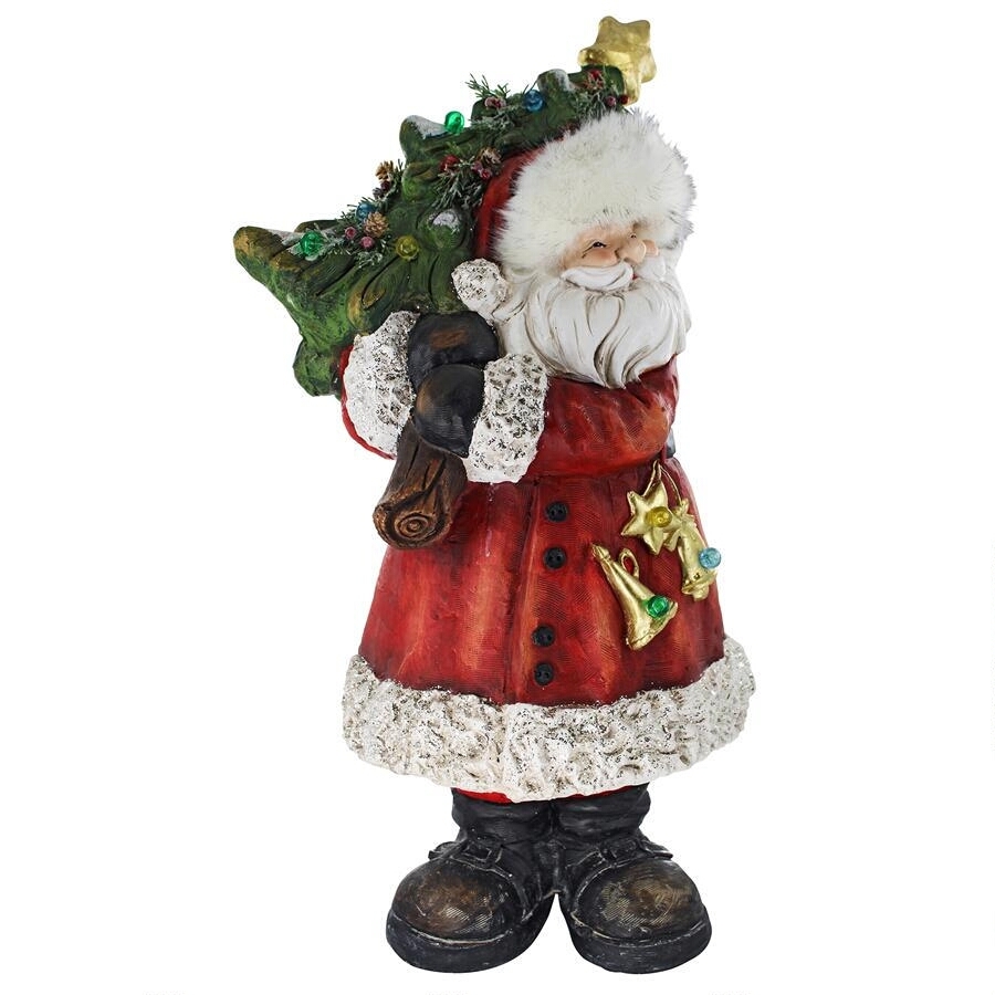 クリスマスツリーを持つサンタさん　インテリア置物愛らしい笑顔クリスマス彫刻人形飾り装飾品ホームデコサンタクロースフィギュア雑貨装飾_画像3
