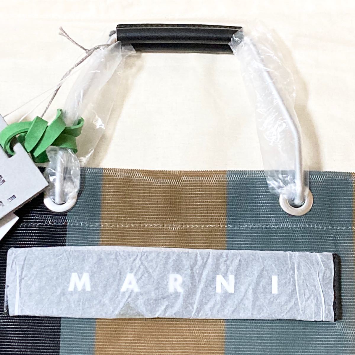 【新品】MARNI マルニ ストライプバッグ ソフトベージュ マルニマーケット マルニフラワーカフェ タグ付き