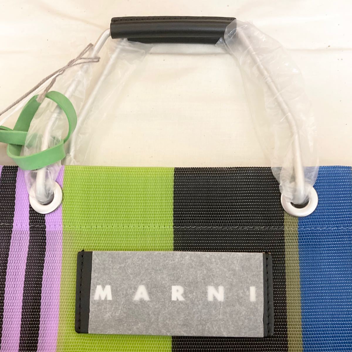 新品】MARNI マルニ ストライプバッグ ミニ マルチグリーン 新品】MARNI マルニ ストライプバッグ ミニ マルチグリーン