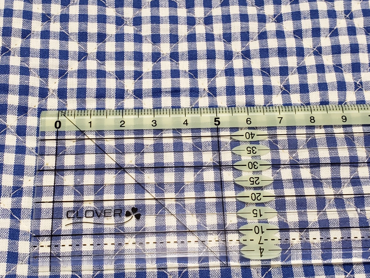 青×白チェック柄 キルティング生地 106×50cm 