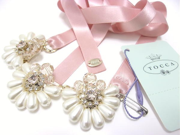  new goods *TOCCA BAMBINI*to bag Be ni* Drop pearl flower necklace *. flower motif * pearl *biju-* pink 