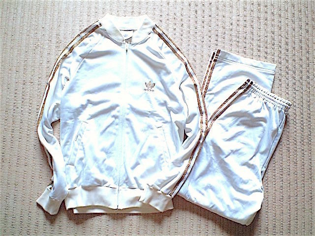即決 美品 鬼レア! 白 x 金ラメ adidas 80s ヴィンテージ USA製