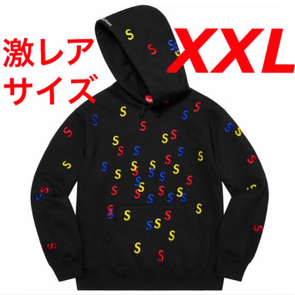 希少サイズ XXL Supreme Embroidered S Hooded Sweatshirt Black 3L XL