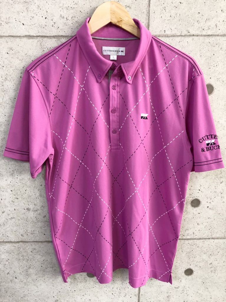 夏場に！ CUTTER＆BUCK カッターアンドバック 速乾性 半袖ポロシャツ ピンク系 メンズ Lサイズ ゴルフウェア ゆうパケ可 新規×_画像1