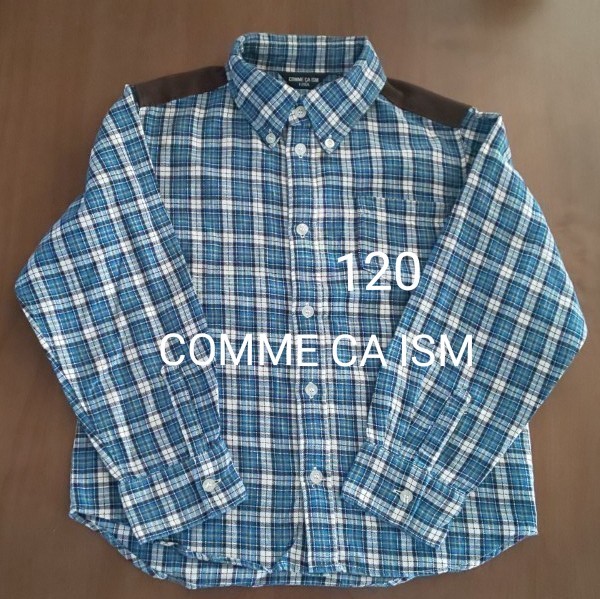 【美品】 キッズ COMME CA ISM 長袖シャツ ネルシャツ チェック柄 ボタンダウンシャツ