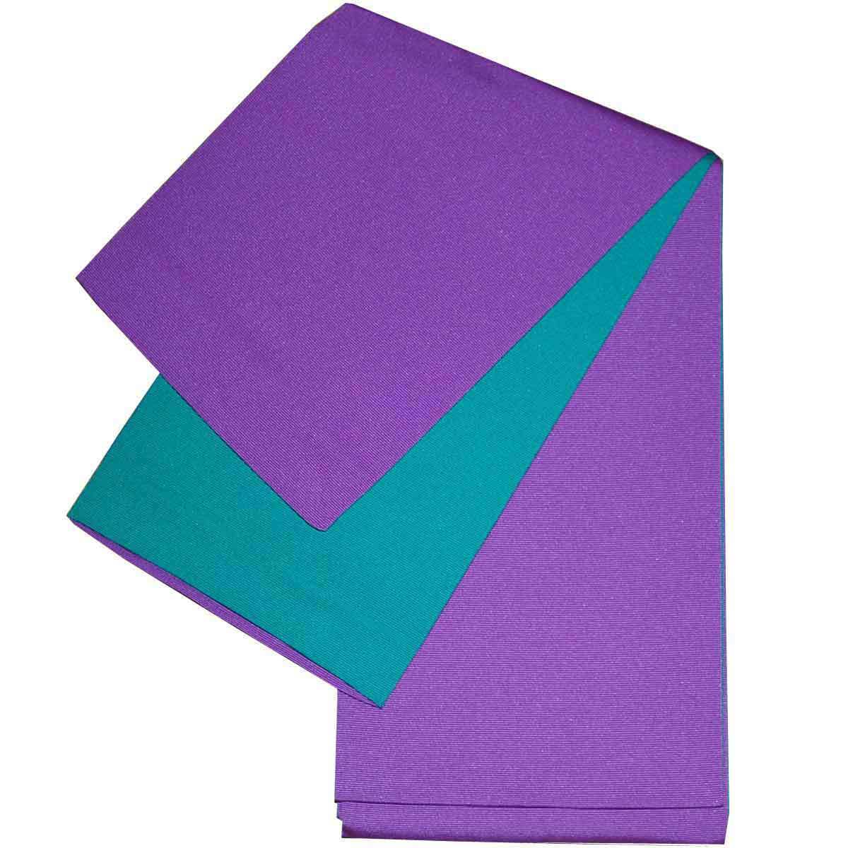 日本製 本袋 浴衣帯 リバーシブル 半幅帯 小袋帯 半巾帯 無地 ゆかた帯 紫×グリーン