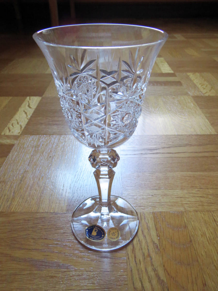 【新品未使用】ボヘミア クリスタル ペアワイングラス チェコ製 ハンドカット 鉛クリスタルガラス(24% PbO)_画像2