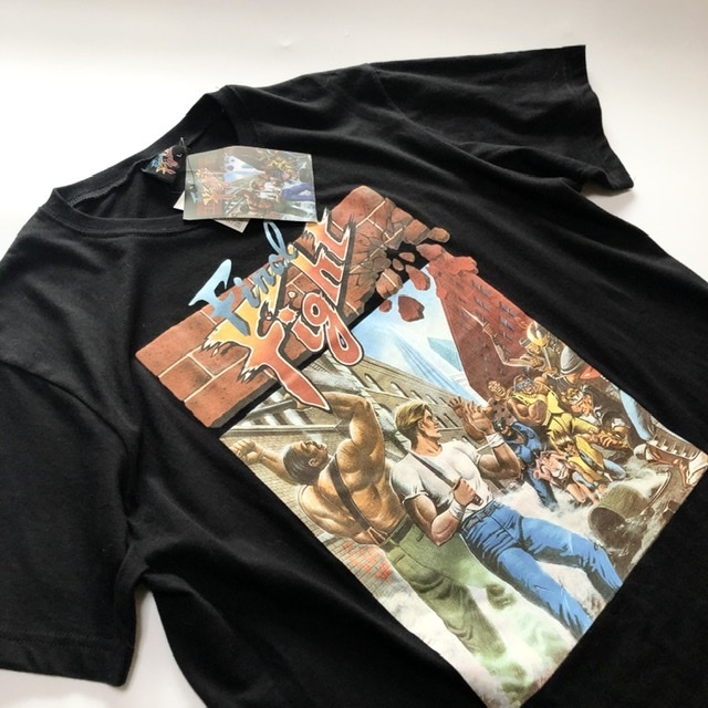 紙タグつき [新品未使用品] ファイナルファイト Final Fight Tシャツ メンズ L CAPCOM しまむら コラボ プリント 黒 完売品 希少_画像1