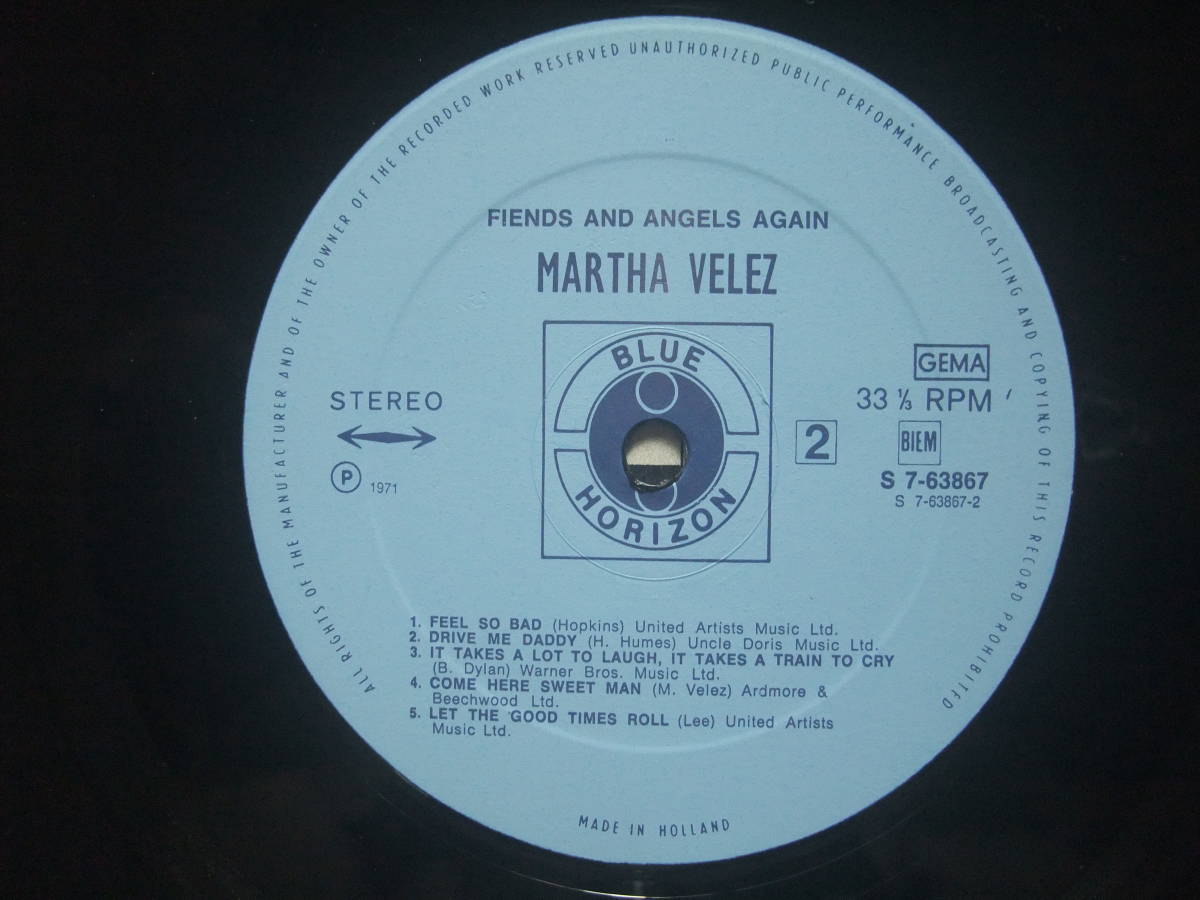 MARTHA VELEZ / Fiends And Angeles Again / HOL BLUE HORIZON S7-63867_画像5