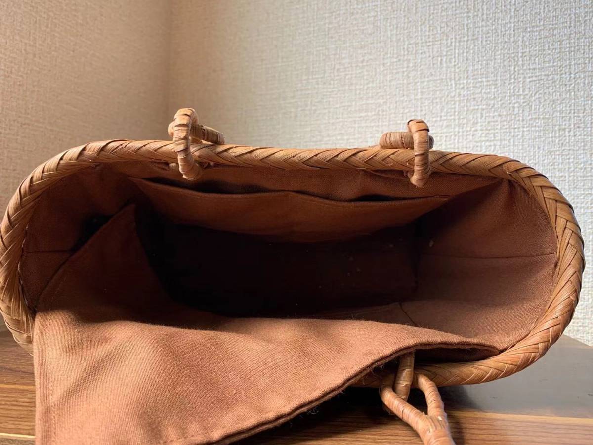 山葡萄 手作り カゴバッグ 内布付き 立体花 lram-fgr.ma