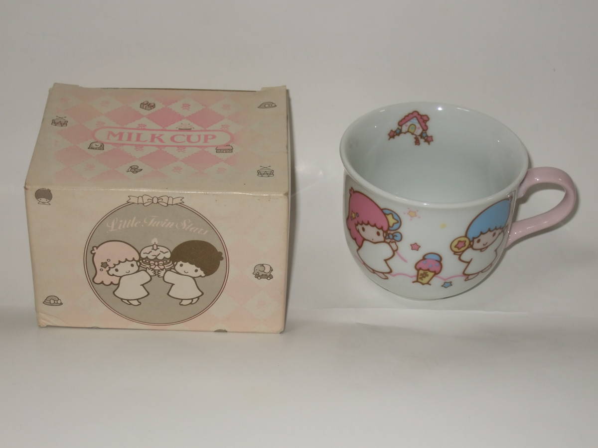  Sanrio ki Kirara Little Twin Stars 1988 ceramics made mug glass Showa Retro that time thing unused 