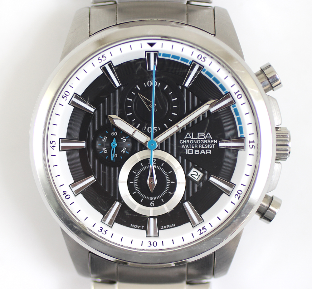 【ALBA】アルバ　クロノグラフ　YM92-X269　アラーム　クォーツ　腕時計　メンズ　ビッグサイズ　ケースサイズ47mm　OH済