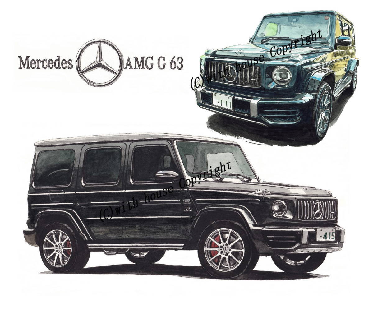 GC-1899 メルセデス AMG G63・GC-1900 メルセデス AMG G63限定版画300部直筆サイン有額装済●作家 平右ヱ門 希望ナンバーをお選びください