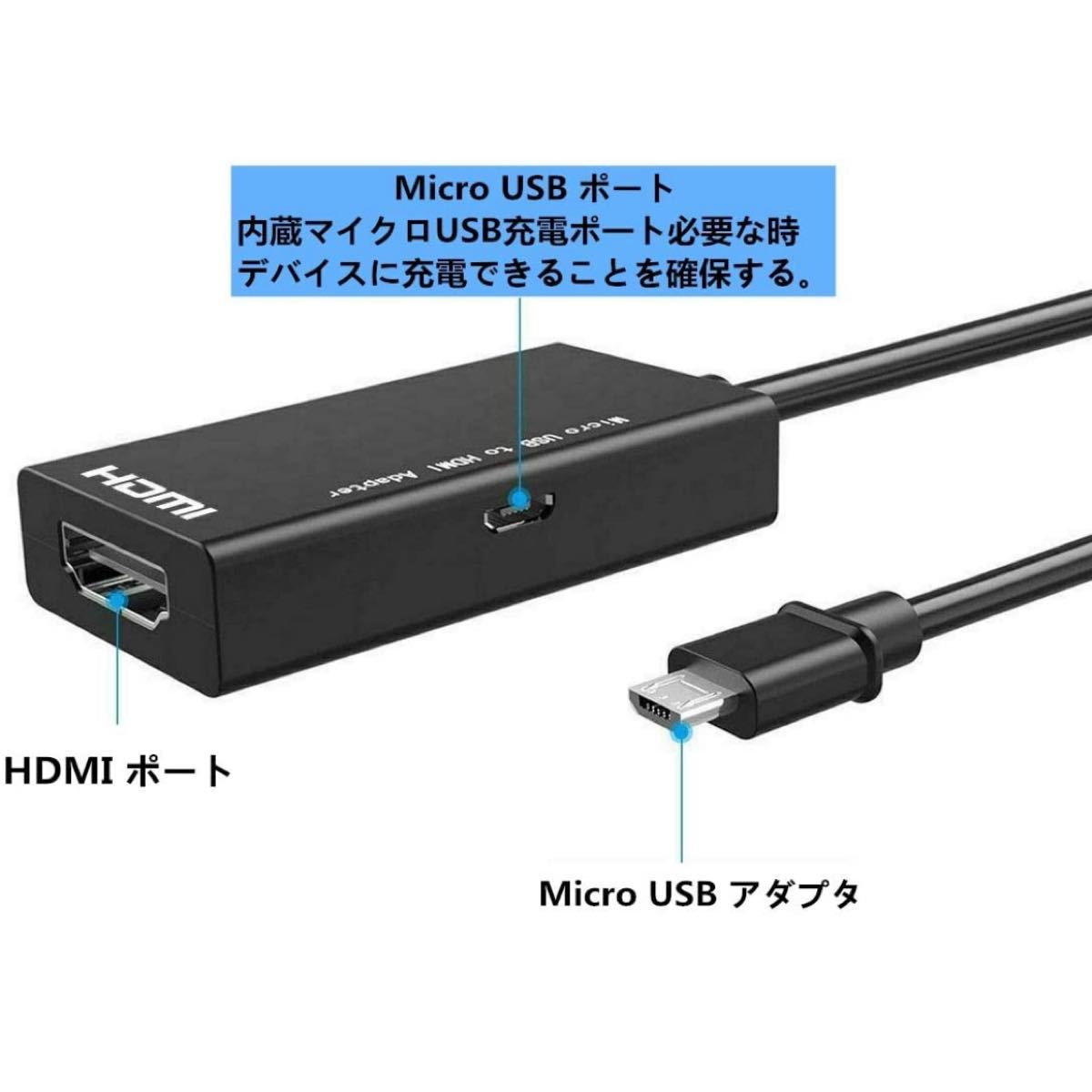 MHL HDMI 変換 アダプタ Micro USB to HDMI 接続アダプタ 変換ケーブル テレビ映像転送 1080P対応