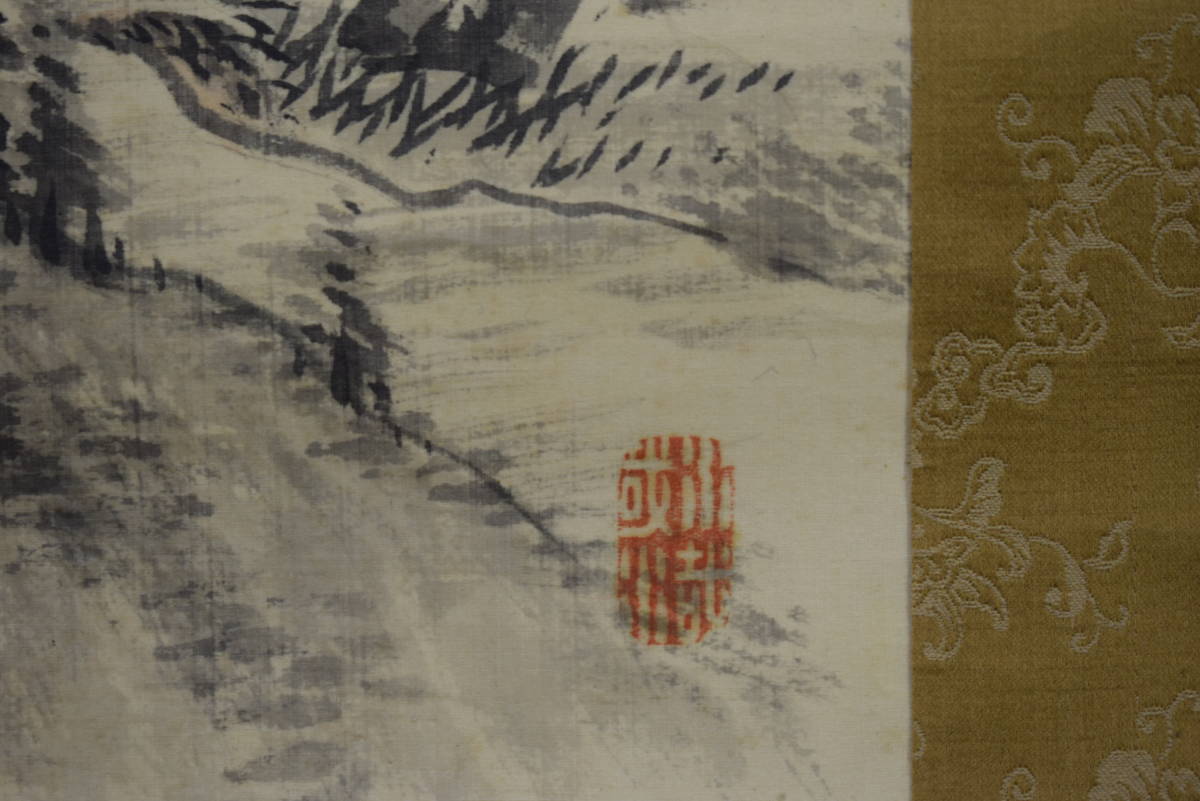 真作】//梧堂/清暑観瀑/山水高士図/布袋屋掛軸HI- 真作】//梧堂/清暑観瀑/山水高士図/布袋屋掛軸HI-