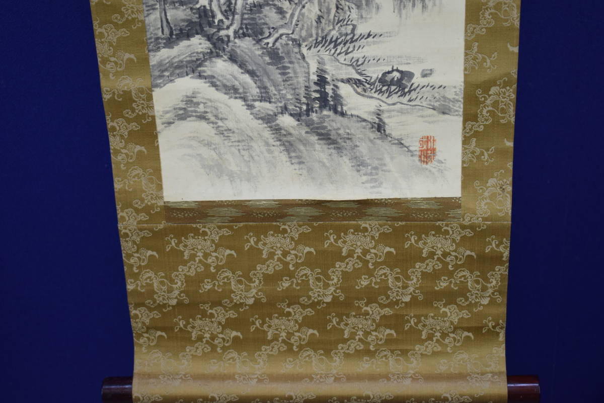 真作】//梧堂/清暑観瀑/山水高士図/布袋屋掛軸HI- 真作】//梧堂/清暑観瀑/山水高士図/布袋屋掛軸HI-