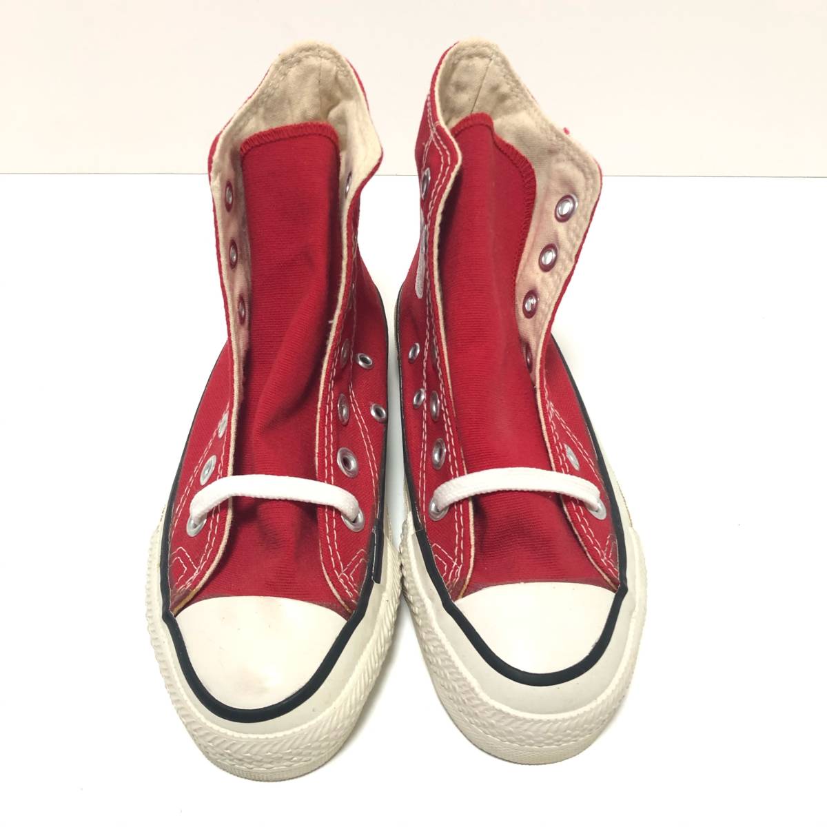 80s デッドストック アメリカ製 CONVERSE コンバース オールスター 赤 スニーカー 21cm_画像1