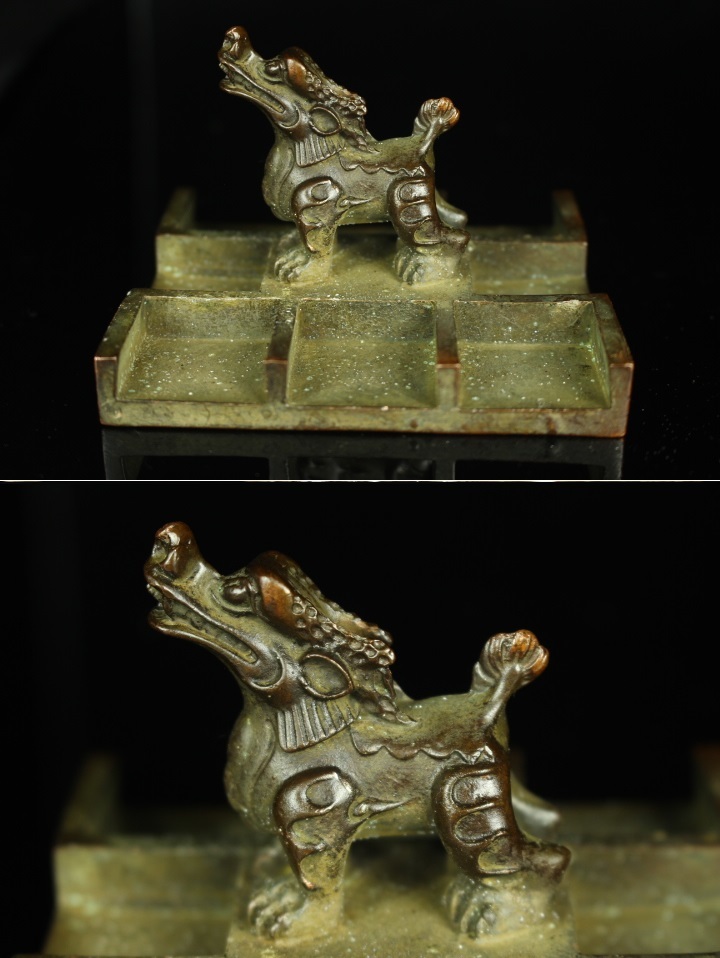 【最上】中国古玩 唐物 銅制 獅子彫　印材　時代物 古銅制印 官印 印材 中国古美術 骨董品　印材　9個_画像4