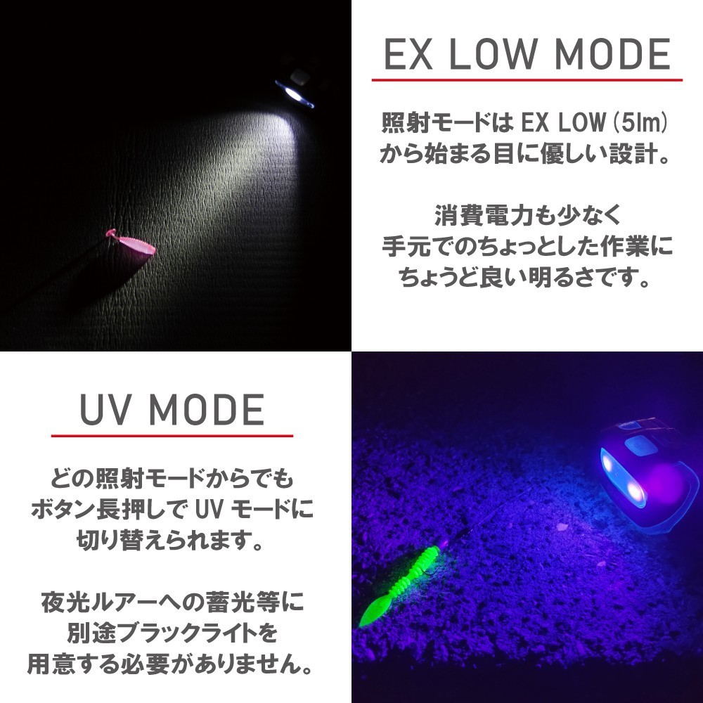 UVヘッドライト 【5-200ルーメン/実用点灯4-36時間/UVライト】