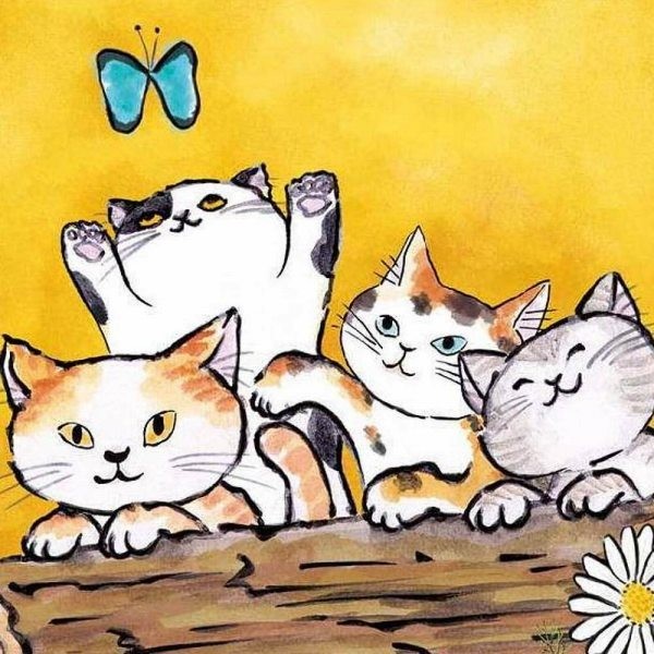 ☆送料無料・千春『幸福のねこ（F6号）』高精彩工芸画 絵画 動物画