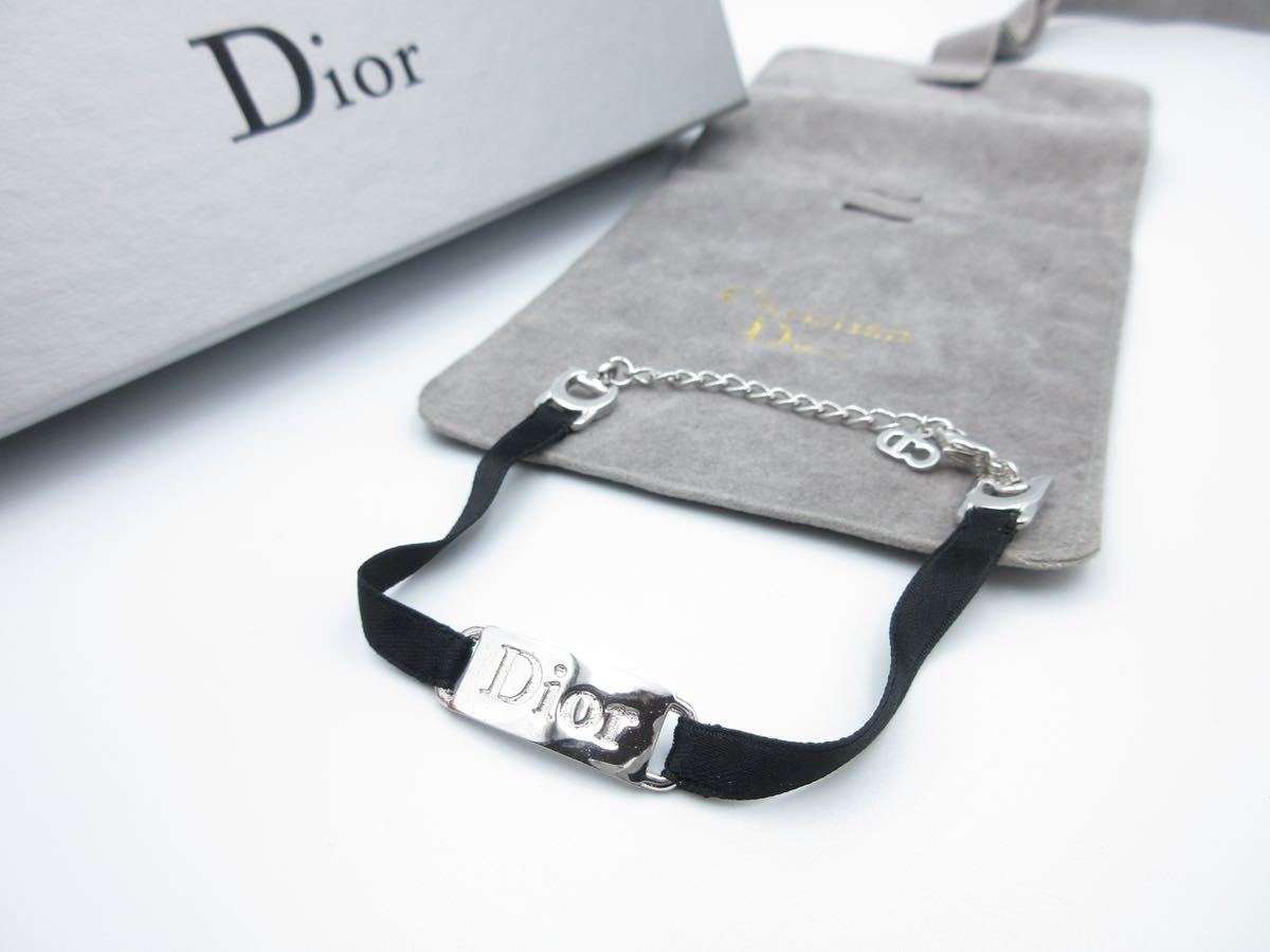 【極上美品】Christian Dior ブレスレット プレート クリスチャン ディオール ヴィンテージ レディース 結婚式 シルバーカラーcr-3-33_