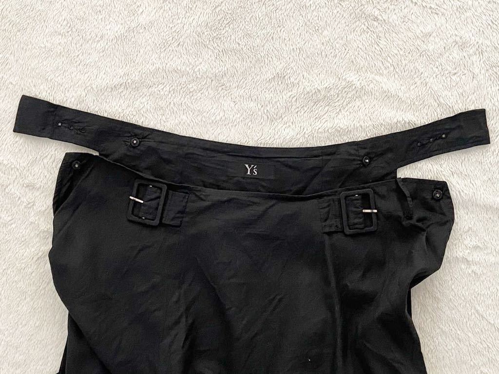 Y`s サイドベルト付きブラックスカート レーヨン 黒 ワイズ ヨウジヤマモト_画像8