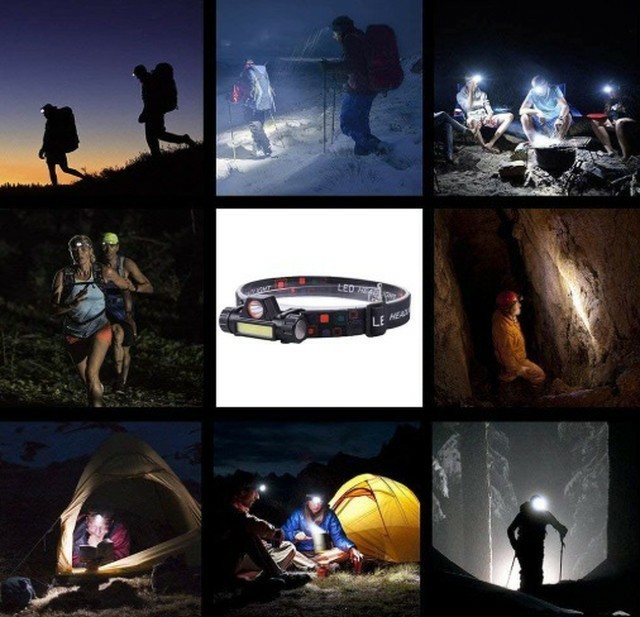 ２つペアセット LEDヘッドライトランプUSB充電式屋外キャンプハイキングサイクリング
