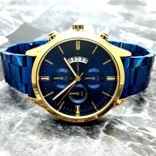 ☆最安値に挑戦 新品❤デュアルタイプ❤CUENA☆❤腕時計❤メンズステンレスラグジュアリー黒青 通販