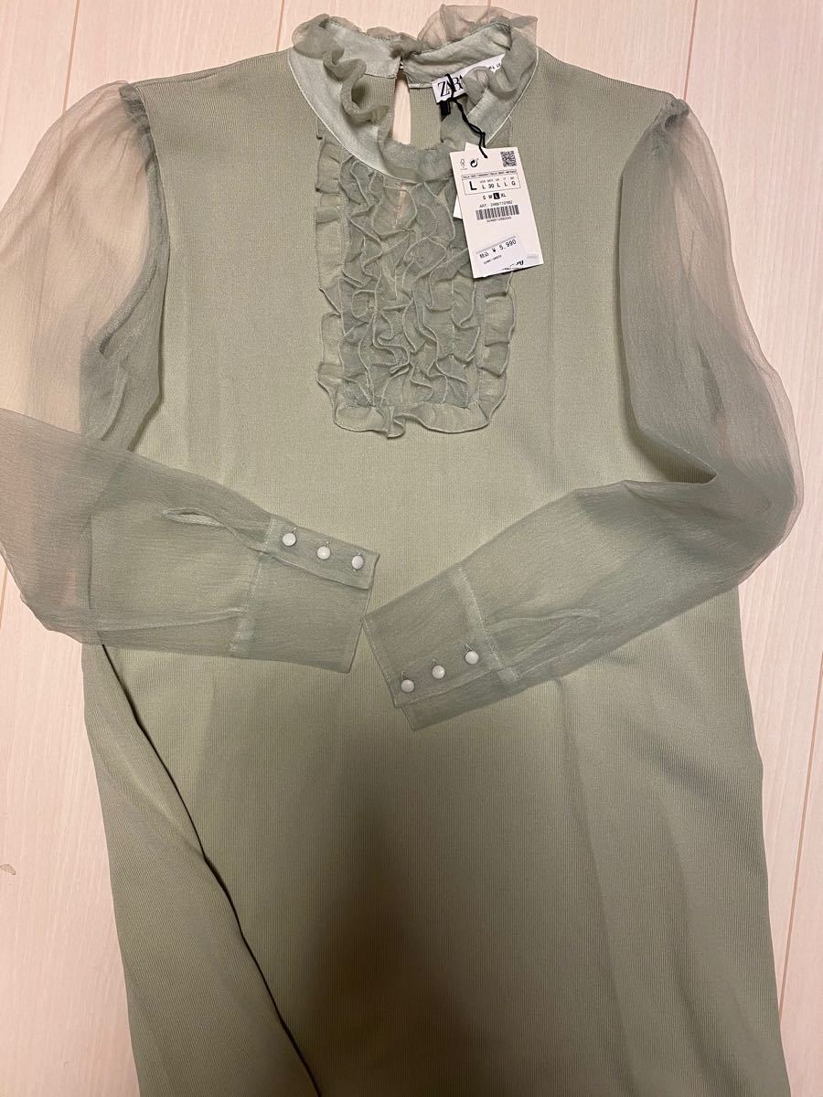 Paypayフリマ 今季完売品 Zara ザラ 新品 オーガンザニットワンピース Paypayフリマ 今季完売品 Zara ザラ 新品 オーガンザニットワンピース
