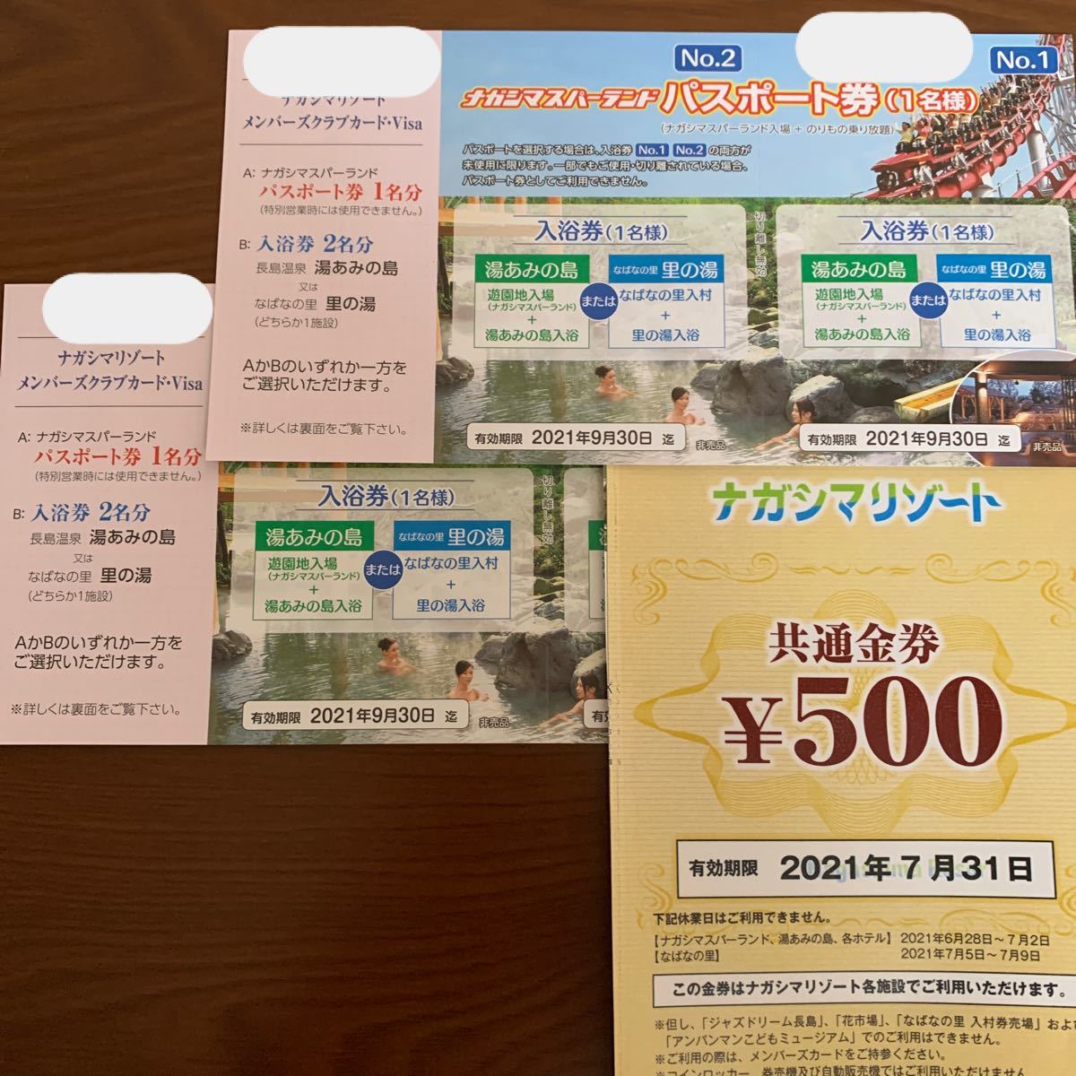 ナガシマスパーランド パスポート2セット&金券500円分|PayPayフリマ