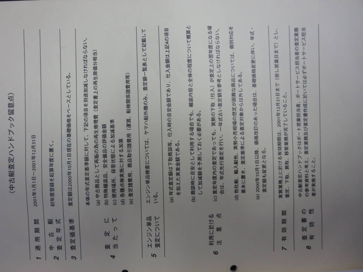 「ヤマハ　平成６年度　ヤマハ　　中古艇ハンドブック　セールスマン用　社外秘　前頁付き」の画像3