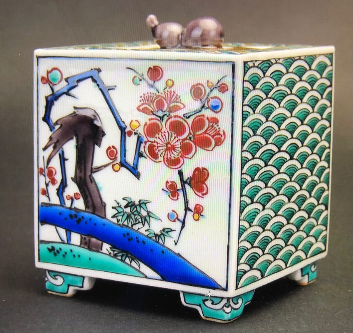 九谷焼 中嶋寿山造 「花鳥文色絵香炉」共箱 茶道具 - ueas.edu.pk