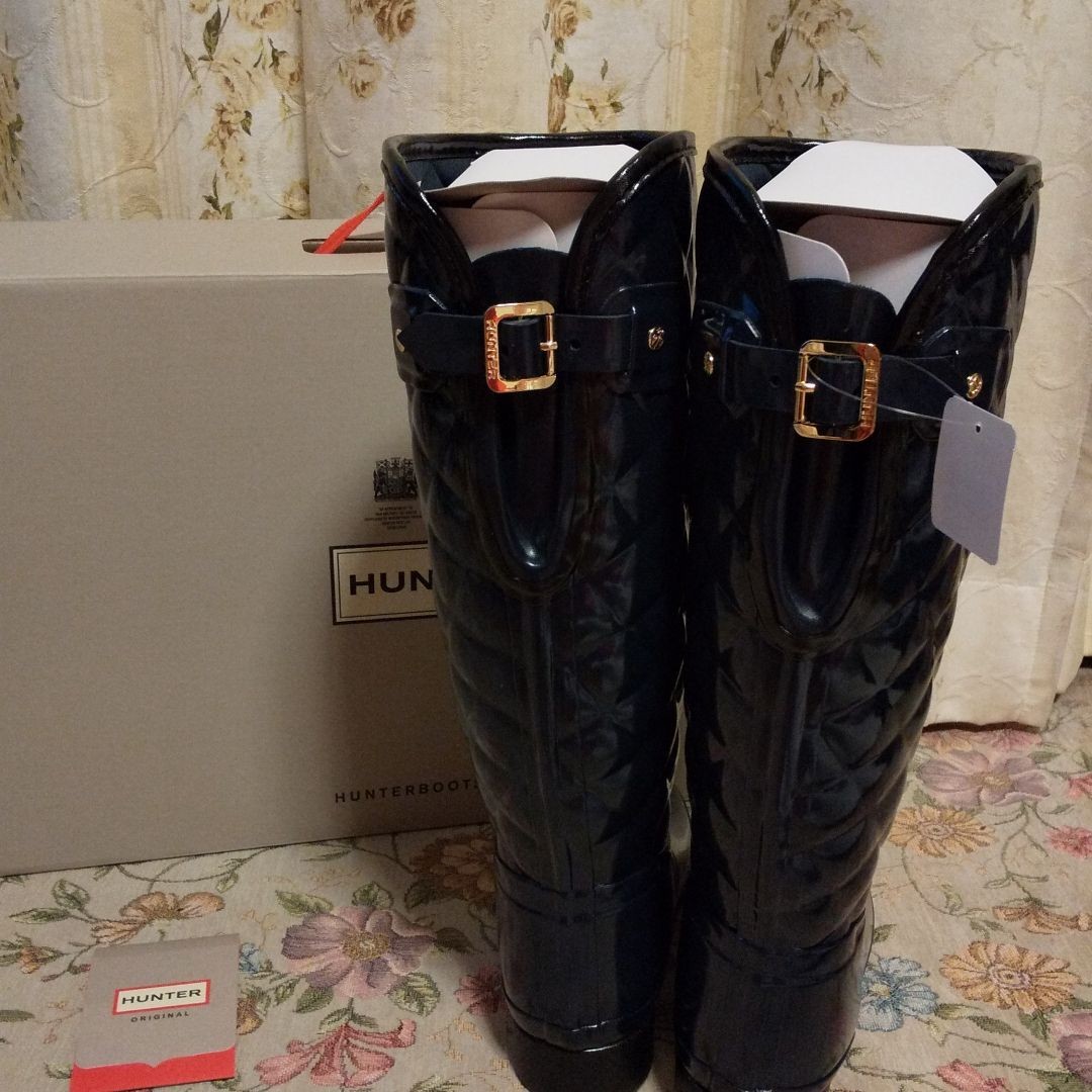 HUNTER ハンター レインブーツ キルティング グロス仕上げ 新品 箱付き