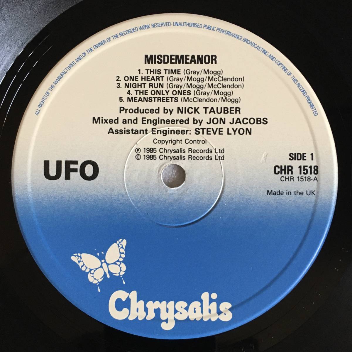 UFO「MISDEMEANOR」UK ORIGINAL CHRYSALIS CHR 1518 '85 _画像4