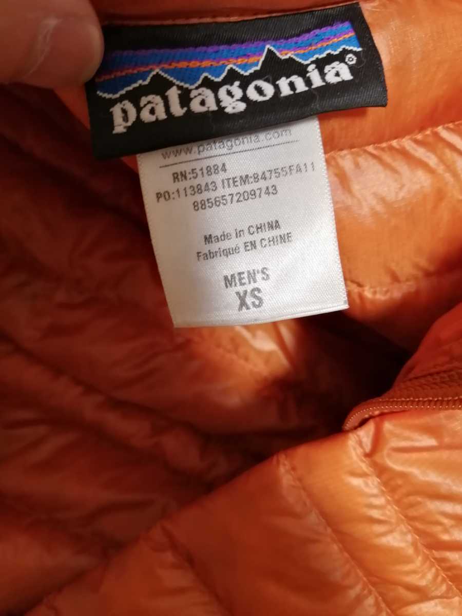 パタゴニア ウルトラライトダウンジャケット patagonia XS インナーダウン　オレンジ84755FA11