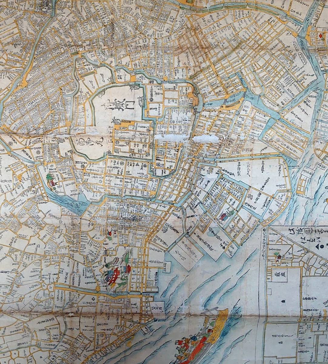f21030501〇江戸古地図 増補江戸大絵図 天和2年(1682年) 木版手 f21030501〇江戸古地図 増補江戸大絵図 天和2年(1682年) 木版手
