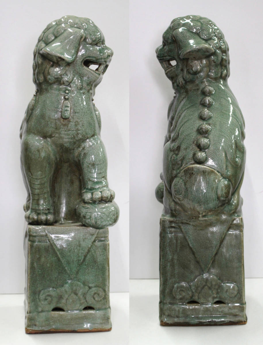 明代 青磁 中国美術 獅子 高さ67cm 古美術　唐物　中国古玩 _画像9