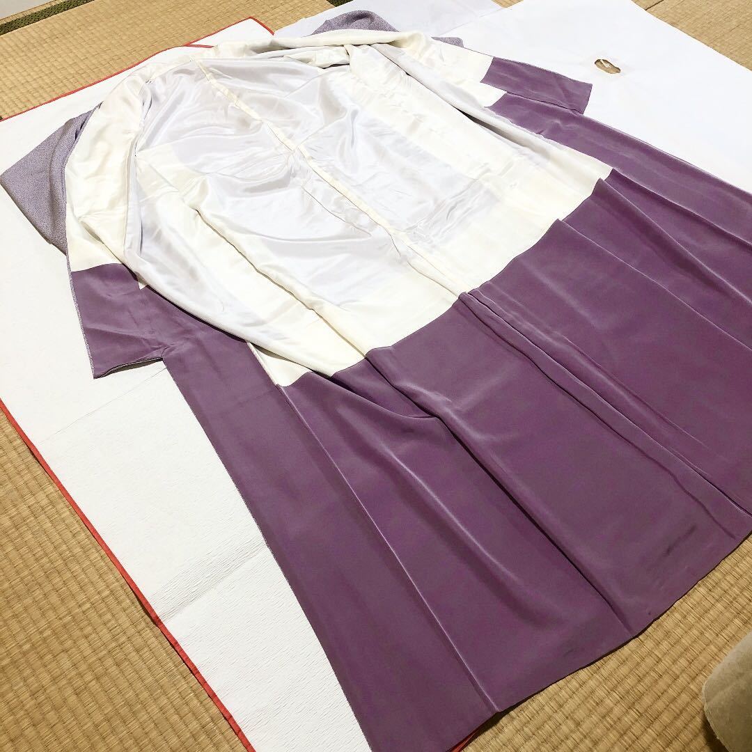 小柄な方 Sサイズ 正絹 ラベンダー色江戸小紋訪問着 裄丈約62cm_画像4