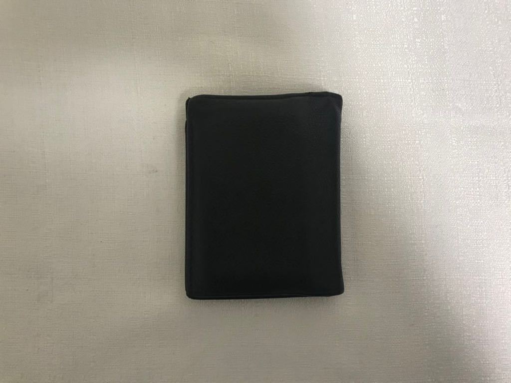 本物ブルガリBVLGARI本革レザー二つ折りミニコンパクト財布サイフ札入れ黒ブラックカードケースビジネスメンズレディース旅行
