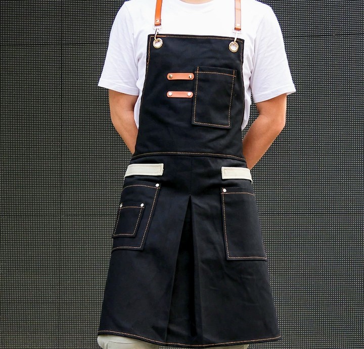 アウトドアエプロン　BBQ・DIY・コーヒーショップ・作業服・理髪店などで大活躍!男女兼用 万能エプロン ブラック