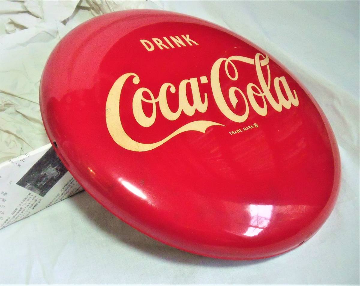 【コカコーラ】ボタンサイン・ Coca- Coia ・看板・美品・30ｃｍ_画像2