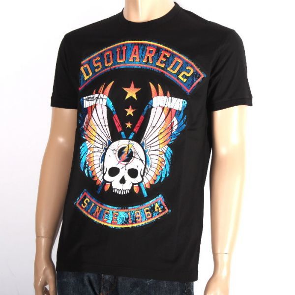 【CU】DSQUARED2　ディースクエアード　半袖Ｔシャツ　ブラック　S71GD0822 S22427 900　メタリック加工ロゴ【新品・未使用・正規品】_入札前サイズ確認必須