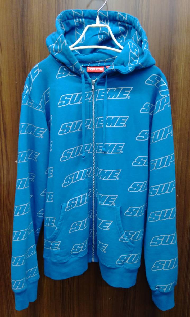 Supreme シュプリーム パーカー 17AW リピートジップアップフーデッドスウェットシャツ ブルー サイズM カナダ製 